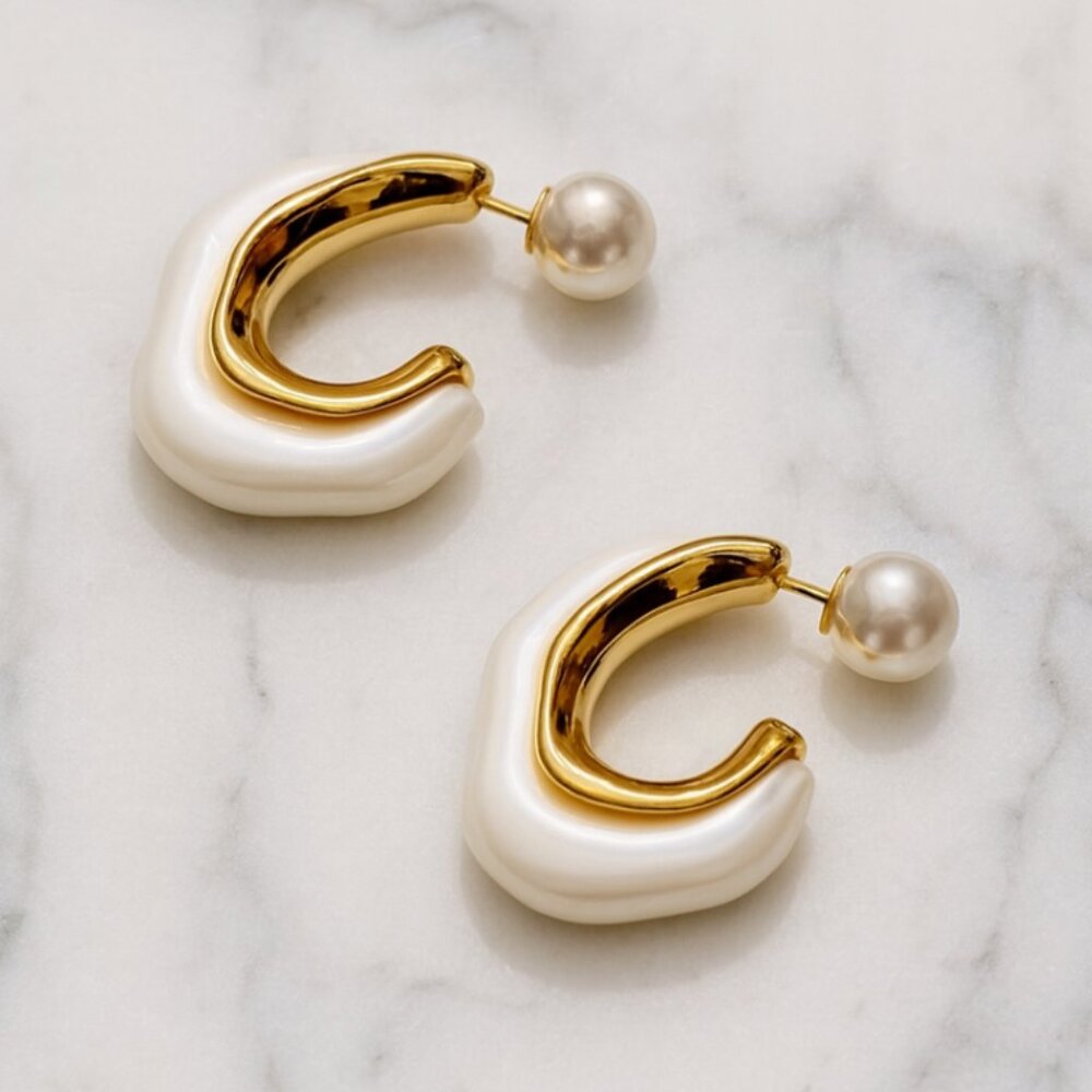 Anthro 2-in-1 Convertible Pearl Hoops